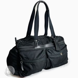 Coach Hamptons Weekend Duffel Travel Bag Nylon Black Leather Trim #3992 Vintage